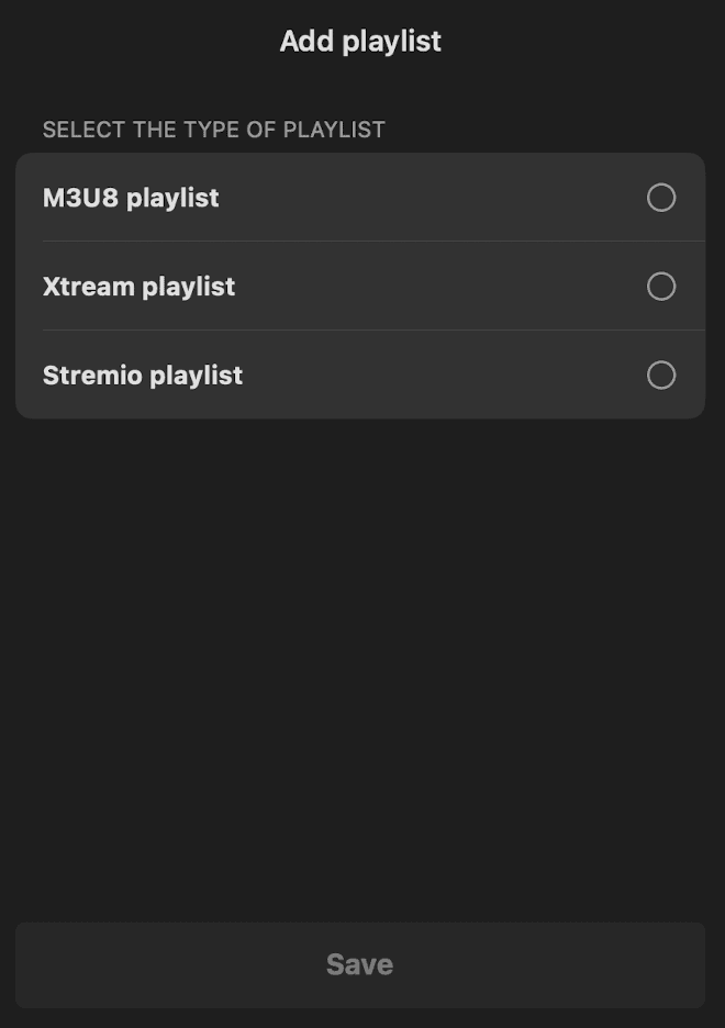 UHF playlist type picker